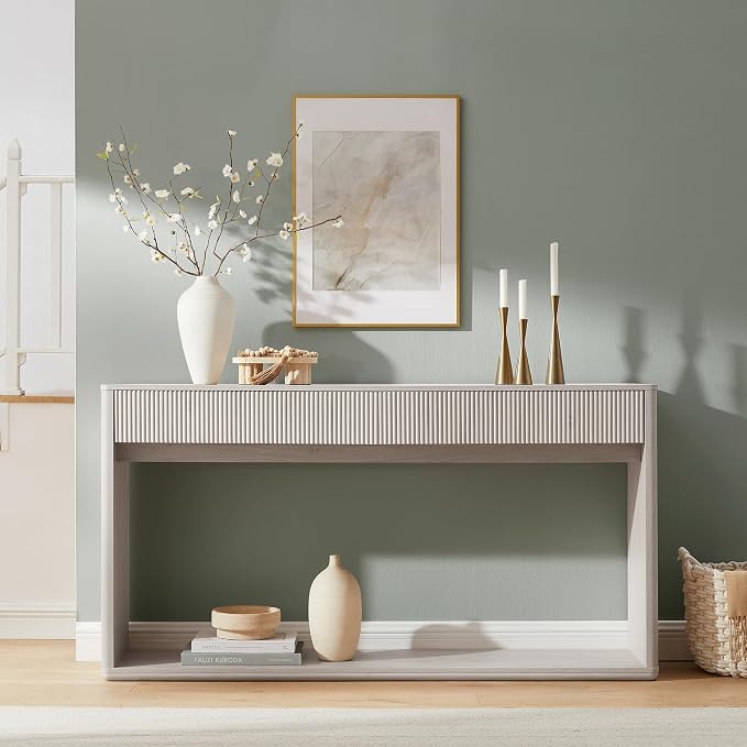 OKD 63" Fluted Console Table for Entryway, Modern Entryway Table - Image 3