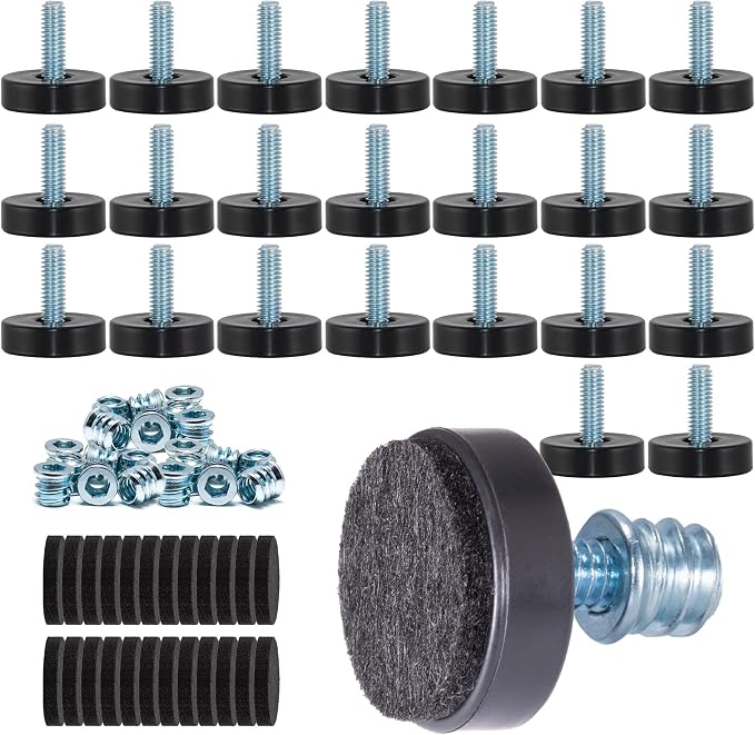 24 Pack M6 Thread Adjustable Furniture Levelers by DIYfurniturerepairtools