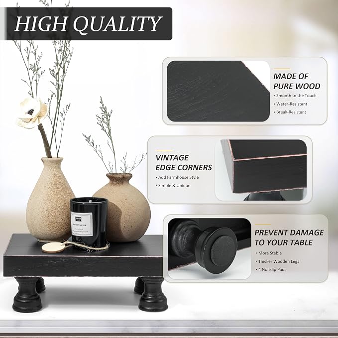 EOSAHR Modern Pedestal Stand for Kitchen Decor : Decorative Wood Riser for - Image 5