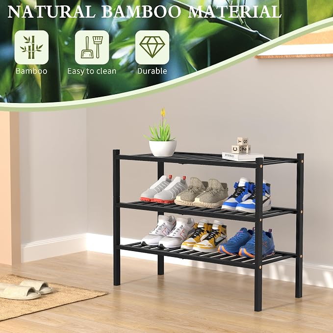 ROMGUAR CRAFT 3 Tier Bamboo Shoe Rack - Image 6