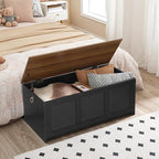 HOOBRO Storage Bench, 39.3" Retro Wooden Storage Chest, Wooden Storage Trunk - Image 4