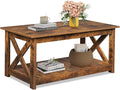 WLIVE Farmhouse Coffee Table for Living Room, 40.1" Rustic Center Table by WLIVE