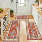 HEBE Boho Kitchen Rugs Set of 3, Non Slip Washable Kitchen Mats - Image 3