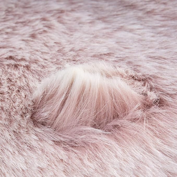 Ashler Faux Fox Fur Rug, 3x5 FT Rectangle Rug, Ultra Soft Shaggy Area Rugs - Image 5