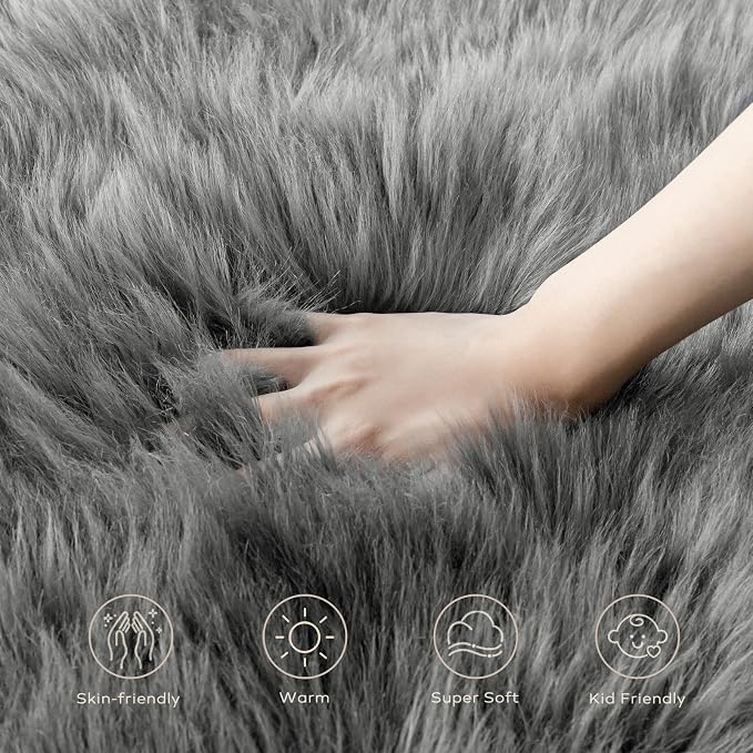 Ashler Faux Fur Area Rug - Image 6