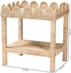 Bali & pari Sumana Bohemian Scallop Natural Rattan and Mahogany Side Table - Image 3