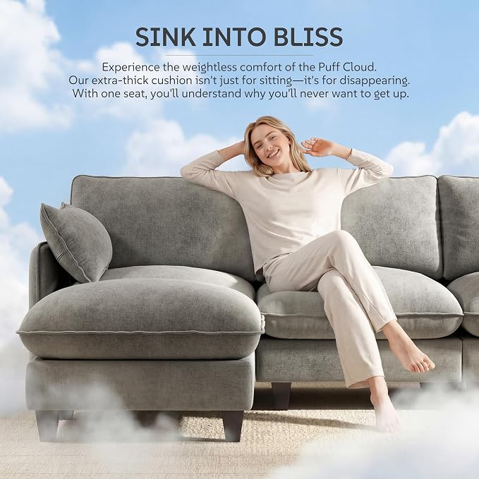 Ihanherry 141" Oversized V-Shaped Modular Sectional Couch, 9-Seater Cloud Sofa - Image 2