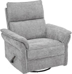 Rocking Chair Nursery with Adjustable Headrest, Manual Swivel Rocker Recliner by Rhevoy