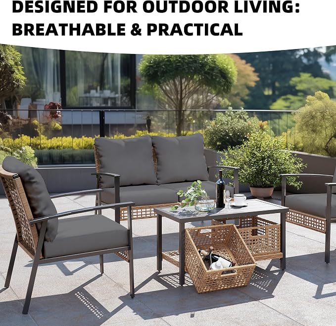 8Pcs Outdoor Cushion Covers, Elastic Patio Cushion Covers | Washable, - Image 6