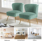 HULALA Home Velvet Accent Chair Set of 2, Modern Armless Upholstered Side Chair - Image 6
