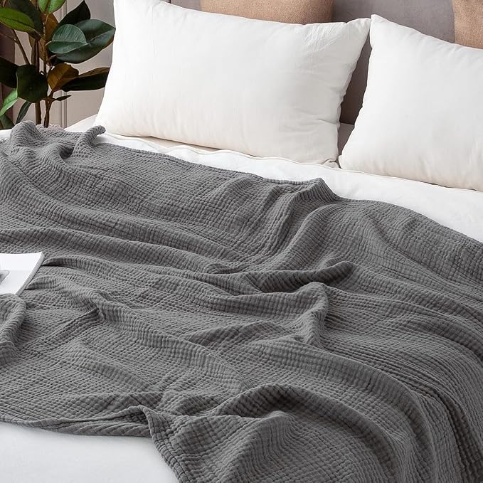 EMME Muslin Blankets for Adults Throw Blanket for Couch Breathable Gauze Soft - Image 4