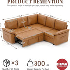 85 Inch Faux Leather Modular Sectional Sofa - Image 3