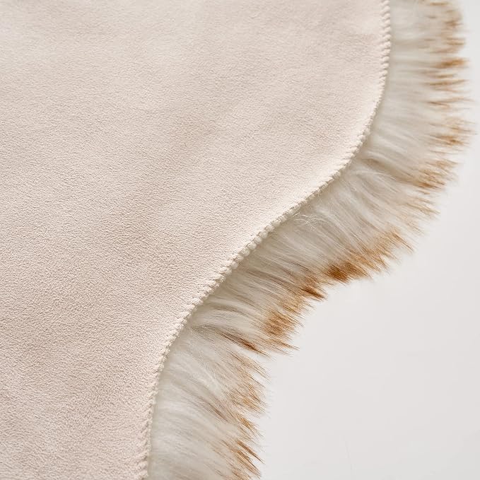 MIULEE Fluffy Area Rug 3'x5' Large Faux Fur Sheepskin Rug FrostedTips Brown | - Image 6