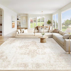 Area Rug 10x14 Washable Rug, Vintage Boho Medallion Rugs Non-Slip Soft Low Pile by VECARF