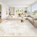 Area Rug 9x12 Washable Rug, Vintage Boho Medallion Rugs Non-Slip Soft Low Pile by VECARF