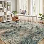 8x10 Area Rug for Living Room, Abstract Washable Large Rugs, Coffee/Green | - Image 6