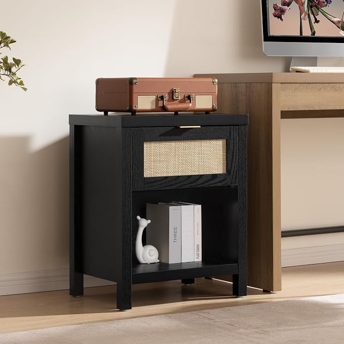 SICOTAS Rattan Nightstand, Farmhouse Night Stands - Image 8