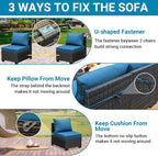 Jing's Villa 5-Piece Patio Furniture Set, All-Weather Outdoor Wicker Sectional - Image 6