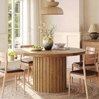 47" Solid Wood Dining Table for 4-6, Farmhouse Round Kitchen Table - Image 3