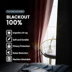SimpleHome Peach Pink 100% Blackout Curtains Room Darkening Living Room 63 | - Image 3
