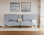 Flamaker Futon Sofa Bed Modern Folding Futon Set Linen Fabric Convertible - Image 7
