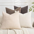 Set of 4 Soft Textured Throw Pillow Covers 18x18 Inch Cozy Decorative Farmhouse by Cozoomy
