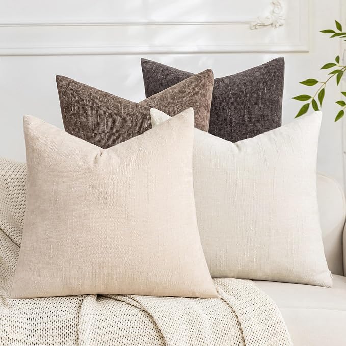 Set of 4 Soft Textured Decorative Throw Pillow Covers 16x16 Inch Cozy Farmhouse by Cozoomy