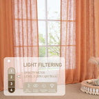 Burnt Orange Sheer Linen Curtains, Light Filtering Drapes 2 Panels | 80 inch - Image 4