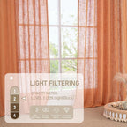 Burnt Orange Sheer Linen Curtains 84 Inch Length - Image 4