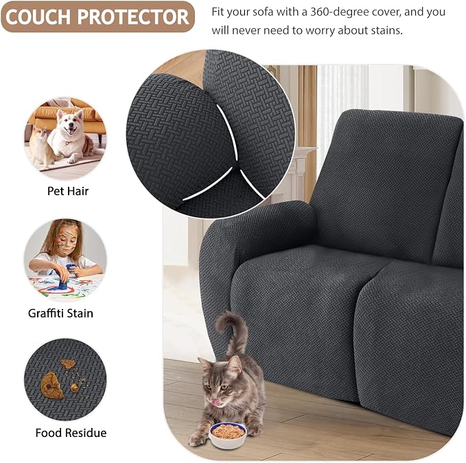 ALIECOM 100% Waterproof Recliner Sectional Couch Covers L Shape Stretch Corner - Image 6
