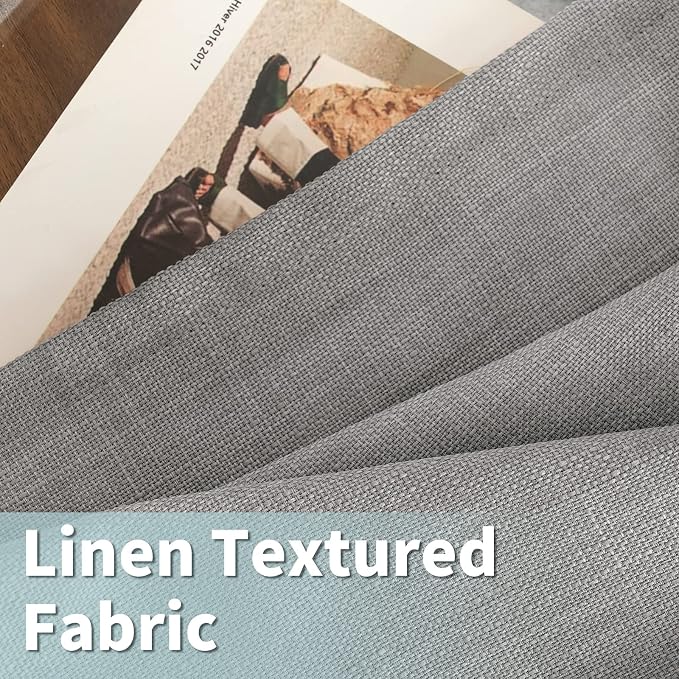 Light Filtering Grey Linen Curtains 95 Inch - Image 2