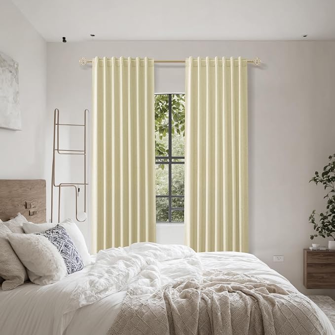 100% Blackout Linen Curtains for Bedroom 90 inches Long, Thermal Insulated Room - Image 9