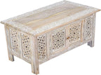 Hand-Carved Wooden Coffee Table – 36” x 18” Rectangular Mango Wood Center Table by TheWoodify