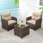 Tangkula 5 Pieces Patio Conversation Set, PE Wicker Rattan Outdoor Furniture Set - Image 2