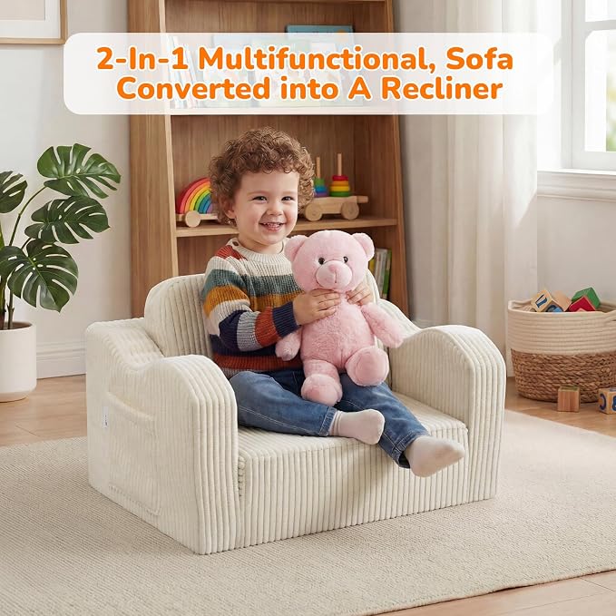 MeMoreCool Toddler Couch Fold Out – 2-in-1 Convertible Kids Sofa Bed - Image 5