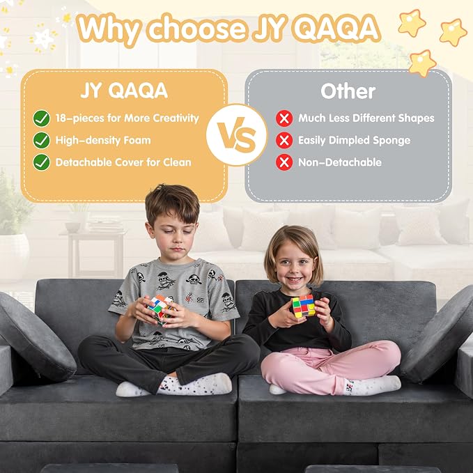 JY QAQA 18Pcs Modular Kids Play Couch Set, Toddler Sectional Sofa - Image 8