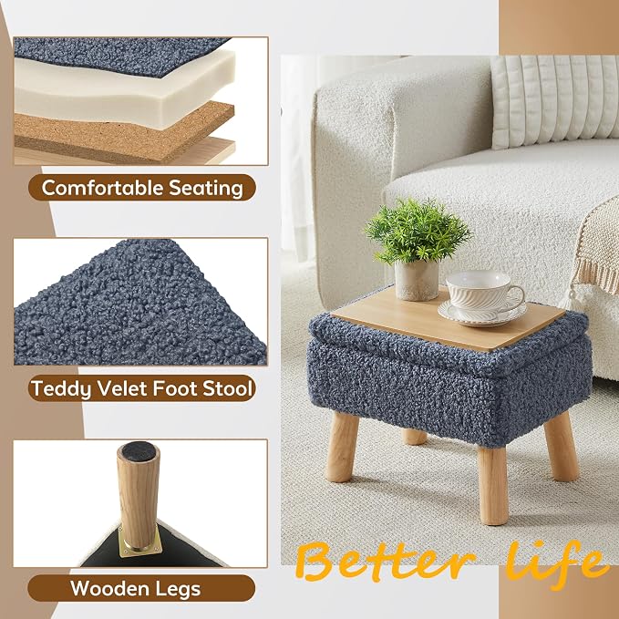 Storage Ottoman, Small Foot Stool Ottoman - Image 4