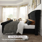 AMERLIFE California King Size Platform Bed Frame, Velvet Upholstered Sleigh Bed - Image 6