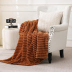Burnt Orange Fleece Throw Blanket 90”×90” - Image 3