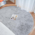 ORINOVA Round Furry Rugs for Living Room Faux Rabbit Fluffy Fur Rug for Bedroom - Image 4
