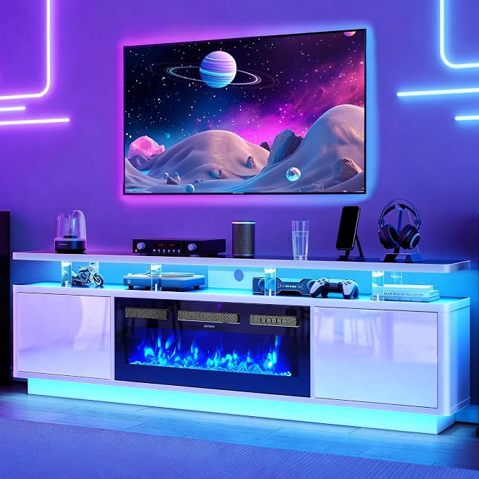 MXV 70" Fireplace TV Stand for TVs up to 80", Entertainment Center by Unknown