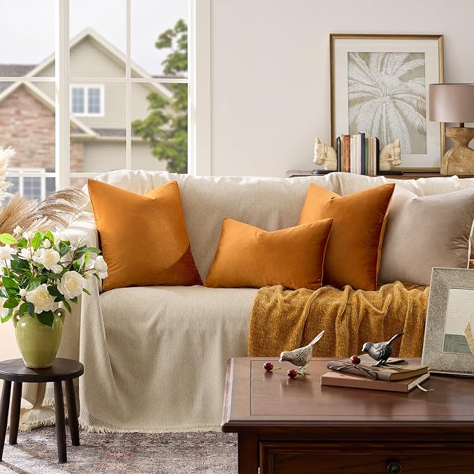 GIGIZAZA Orange Pillow Covers 12x20 Decorative Pillows Pack of 2 | Lumbar Throw - Image 2