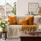 GIGIZAZA Orange Velvet Pillow Covers 24x24 Decorative Pillows Pack of 2 | Throw - Image 2