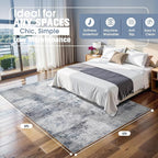6x9 Area Rugs for Living Room Washable Bedroom Dining Room Blue Grey | Modern - Image 2