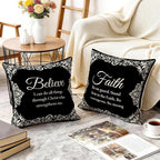 OBSEDE Black and White Bible Verse Decorative Throw Pillow Covers 18 × 18 in - Image 6