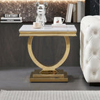Henf Marble End Table Modern White Faux Marble Sofa Side Table - Image 4