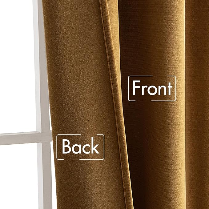 MIULEE Gold Velvet Curtains 52x90 inches Luxury Blackout Curtains | Thermal - Image 6
