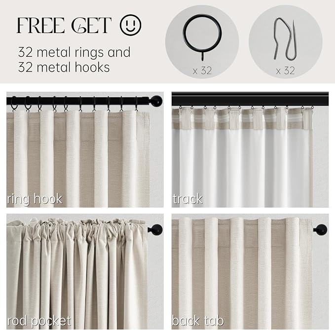 Topfinel Extra Wide 70 Inch Length Blackout Curtains 108 Inches Long 2 Panels - Image 3