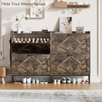 Nicetree Shoe Cabinet with 2 Flip Drawers, Freestanding Shoe Storage Cabinet - Image 5