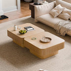Square Coffee Table for Living Room, Fluted Drum Accent Tea Center Table - Image 8